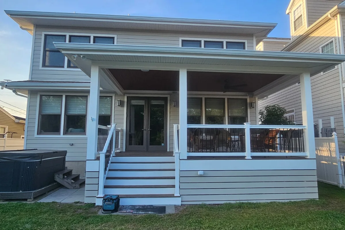 James Hardie siding and a covered rear porch on a Lanoka Harbor, NJ home